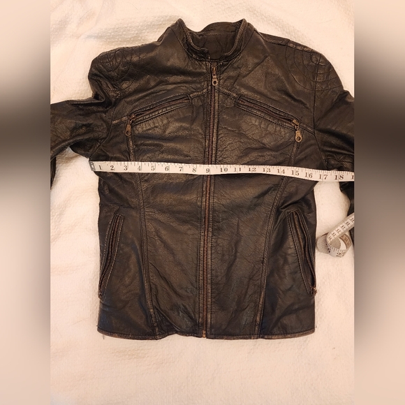 Vintage Genuine Leather Motorcycle Jacket Size L (but runs small) - Picture 11 of 12